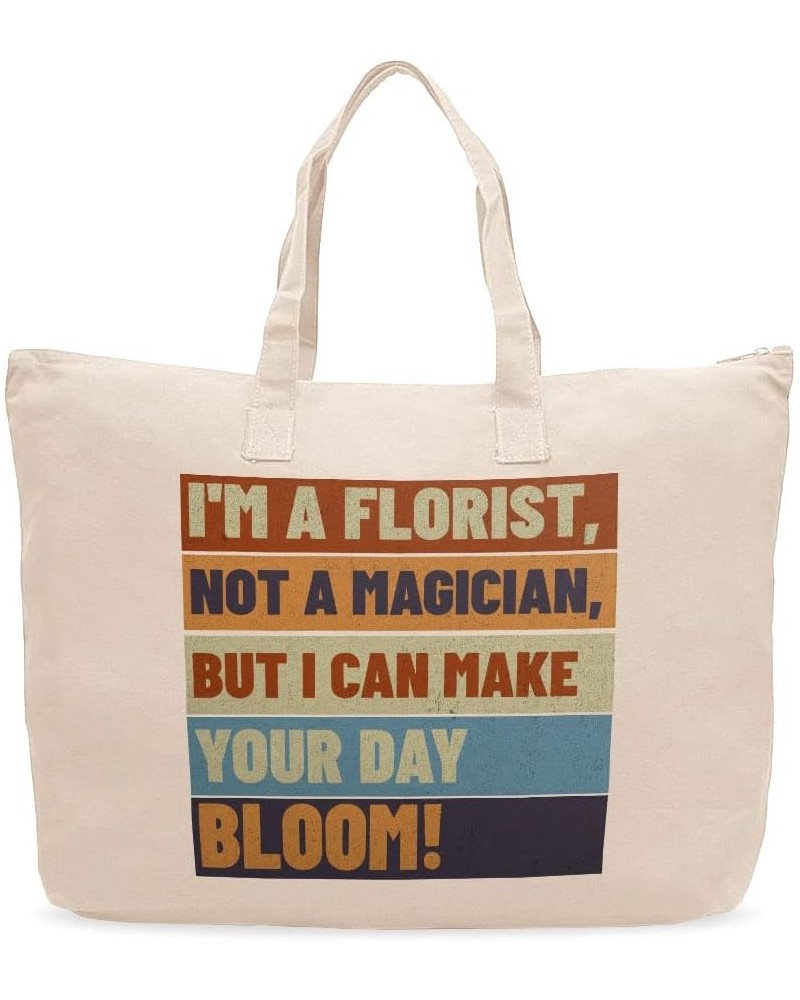 Cute Florist Cotton Canvas Bag - Flower Lovers Items - Bag for Florist Natural $17.16 Totes