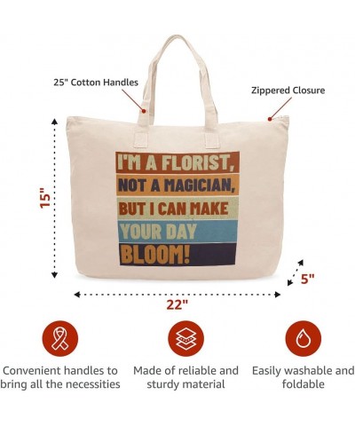 Cute Florist Cotton Canvas Bag - Flower Lovers Items - Bag for Florist Natural $17.16 Totes