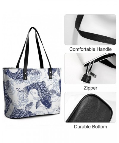 Womens Handbag Fish Carp Leather Tote Bag Top Handle Satchel Bags For Lady $16.80 Totes