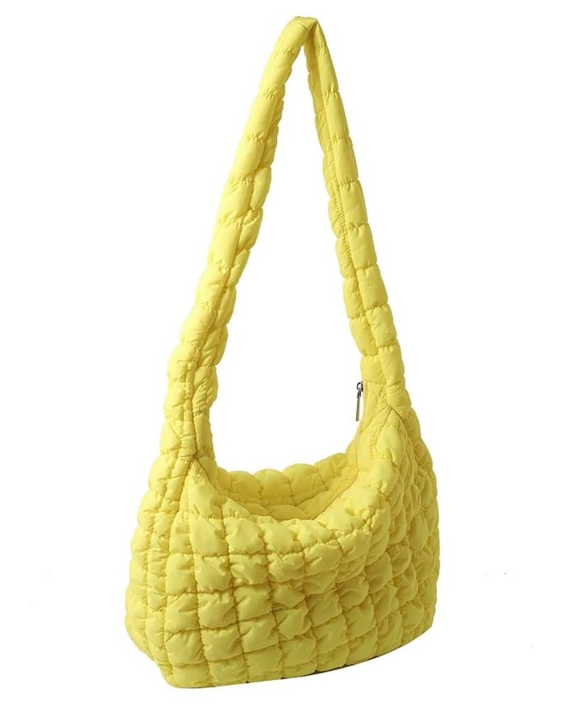 Puffer Tote Bag for Women, Women Quilted Crescent Bag Lightweight Lattice Pattern Quilted Padding Crossbody Bag Yellow $17.45...