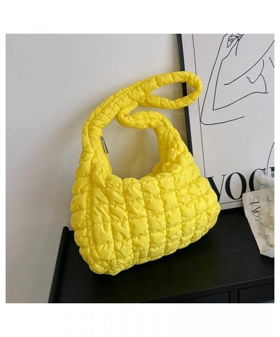 Puffer Tote Bag for Women, Women Quilted Crescent Bag Lightweight Lattice Pattern Quilted Padding Crossbody Bag Yellow $17.45...