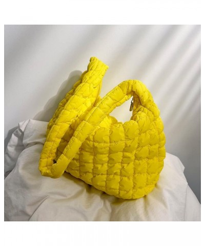 Puffer Tote Bag for Women, Women Quilted Crescent Bag Lightweight Lattice Pattern Quilted Padding Crossbody Bag Yellow $17.45...