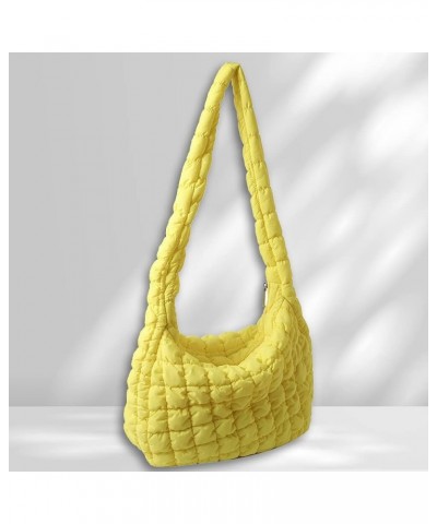 Puffer Tote Bag for Women, Women Quilted Crescent Bag Lightweight Lattice Pattern Quilted Padding Crossbody Bag Yellow $17.45...