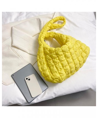 Puffer Tote Bag for Women, Women Quilted Crescent Bag Lightweight Lattice Pattern Quilted Padding Crossbody Bag Yellow $17.45...