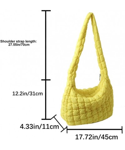 Puffer Tote Bag for Women, Women Quilted Crescent Bag Lightweight Lattice Pattern Quilted Padding Crossbody Bag Yellow $17.45...