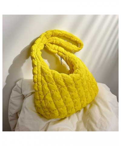 Puffer Tote Bag for Women, Women Quilted Crescent Bag Lightweight Lattice Pattern Quilted Padding Crossbody Bag Yellow $17.45...