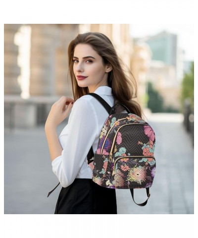 Small Fashion Backpack for Women Elegant Flowers Print Ladies Travel Daypack Aesthetic Shoulder Bag 10.2×5.1×12.5 IN $17.27 B...