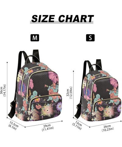 Small Fashion Backpack for Women Elegant Flowers Print Ladies Travel Daypack Aesthetic Shoulder Bag 10.2×5.1×12.5 IN $17.27 B...