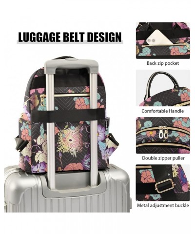 Small Fashion Backpack for Women Elegant Flowers Print Ladies Travel Daypack Aesthetic Shoulder Bag 10.2×5.1×12.5 IN $17.27 B...