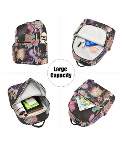 Small Fashion Backpack for Women Elegant Flowers Print Ladies Travel Daypack Aesthetic Shoulder Bag 10.2×5.1×12.5 IN $17.27 B...