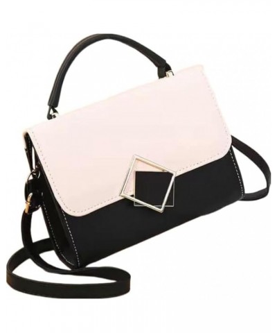 Fashionable contrasting small square bag Color-blocked small square bag Cute and sweet one-shoulder crossbody bag Black and W...