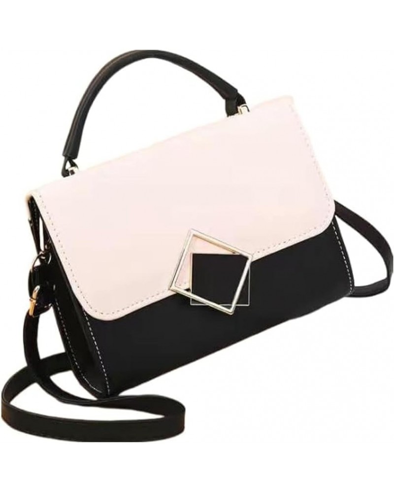 Fashionable contrasting small square bag Color-blocked small square bag Cute and sweet one-shoulder crossbody bag Black and W...