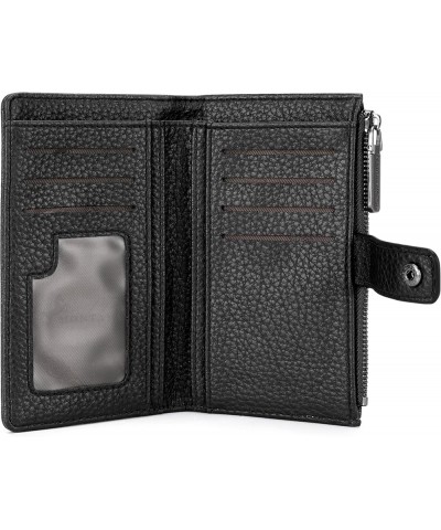 Women's Wallet Slim Trifold Card Holder RFID Blocking with Zipper Coin Pocket C Medium Black $8.99 Wallets