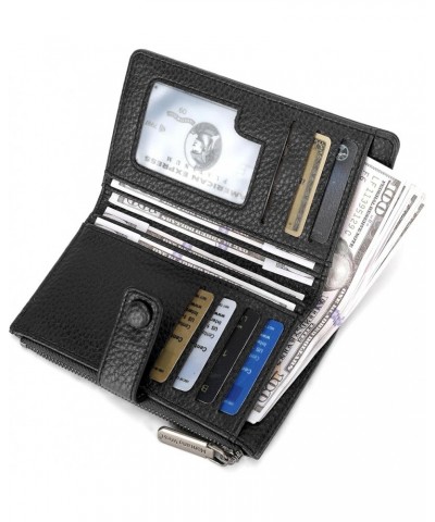 Women's Wallet Slim Trifold Card Holder RFID Blocking with Zipper Coin Pocket C Medium Black $8.99 Wallets