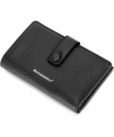 Women's Wallet Slim Trifold Card Holder RFID Blocking with Zipper Coin Pocket C Medium Black $8.99 Wallets