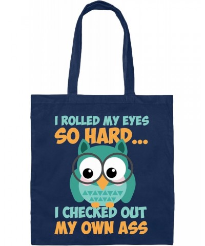 Funny Gift for Eye Rolling People Who Love Owls Navy Black Multicolor Canvas Tote Bag $17.39 Totes