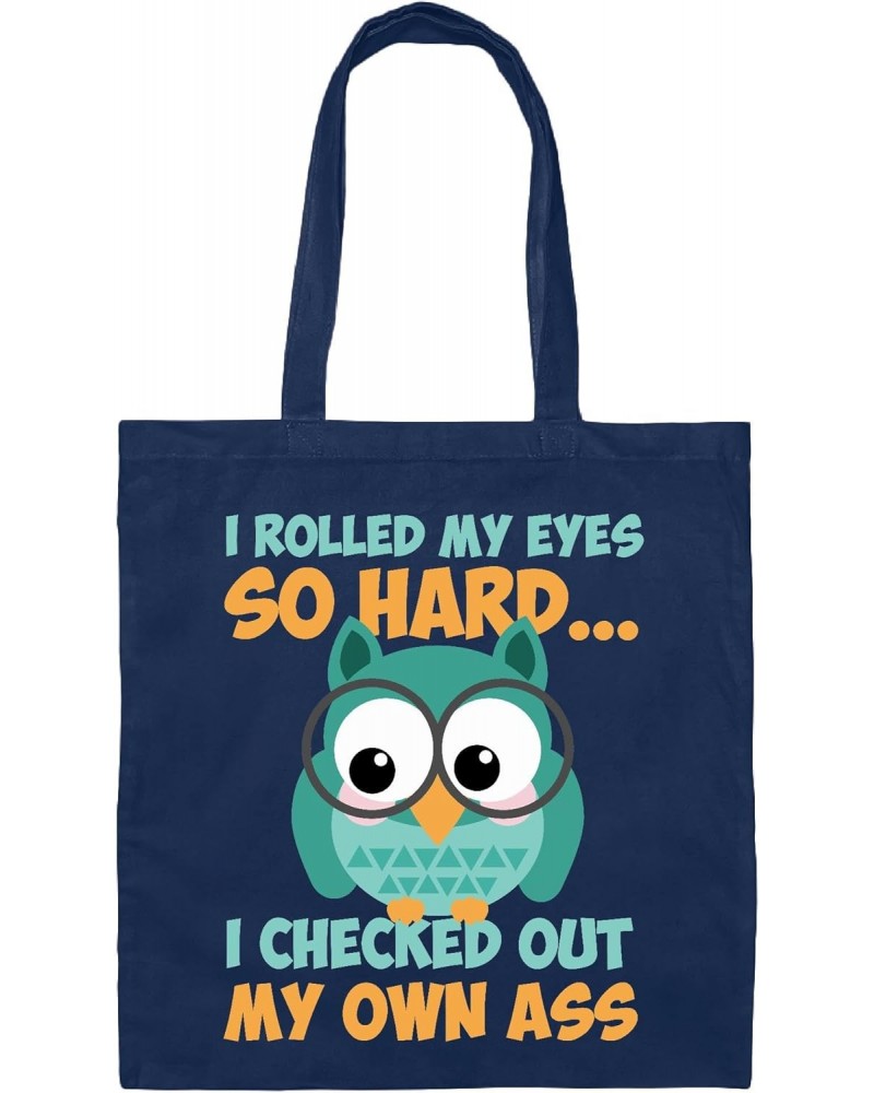 Funny Gift for Eye Rolling People Who Love Owls Navy Black Multicolor Canvas Tote Bag $17.39 Totes