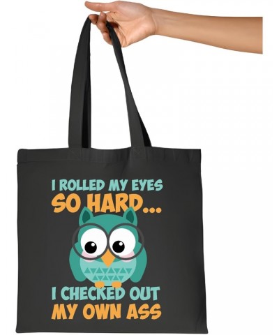 Funny Gift for Eye Rolling People Who Love Owls Navy Black Multicolor Canvas Tote Bag $17.39 Totes