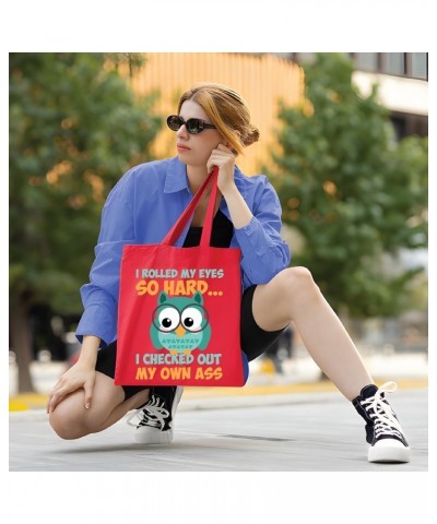 Funny Gift for Eye Rolling People Who Love Owls Navy Black Multicolor Canvas Tote Bag $17.39 Totes