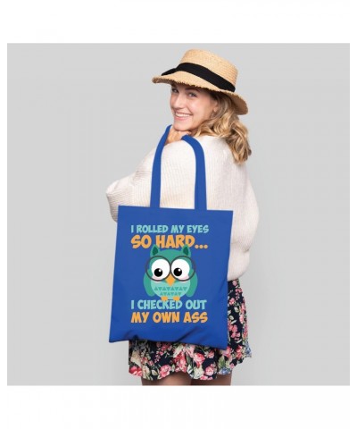 Funny Gift for Eye Rolling People Who Love Owls Navy Black Multicolor Canvas Tote Bag $17.39 Totes