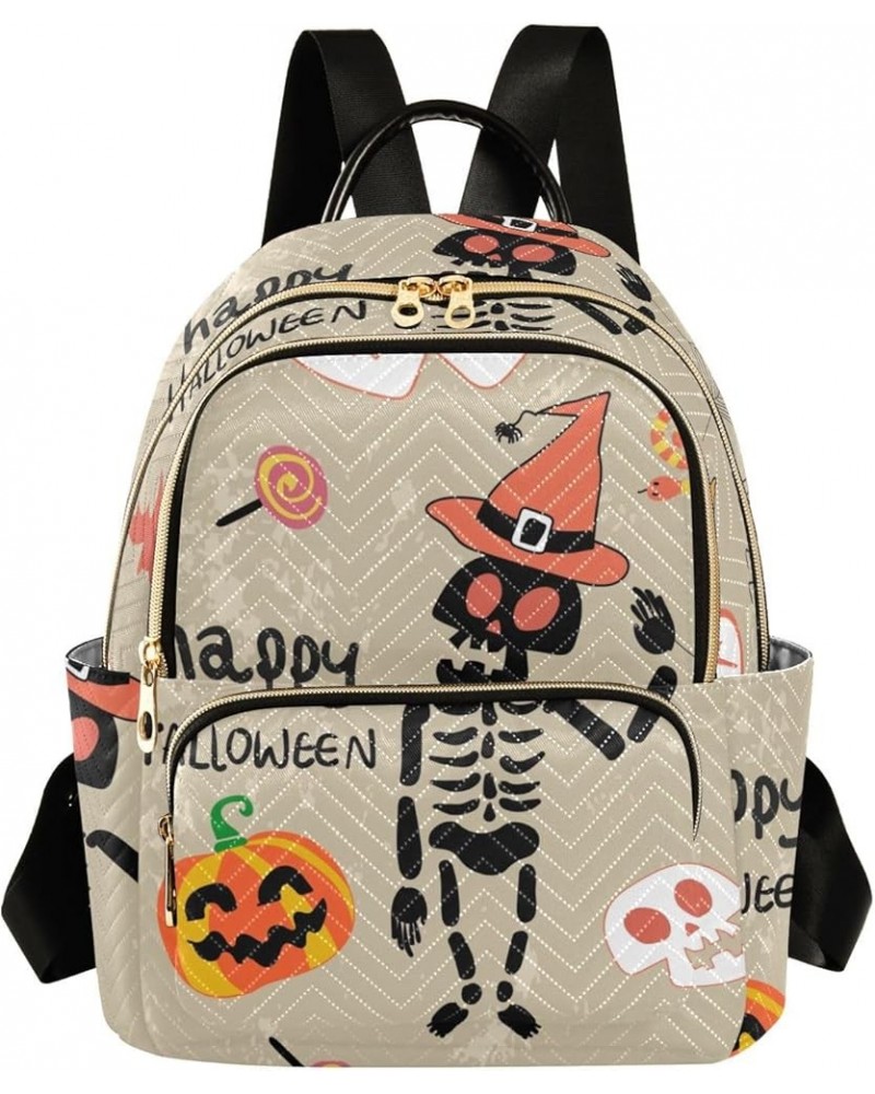 Halloween Spooky Print Women's Backpack Wallet Casual Small Backpack Fashion Women's Travel Bag School Backpack Color001 Smal...