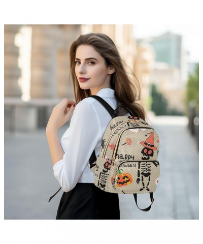 Halloween Spooky Print Women's Backpack Wallet Casual Small Backpack Fashion Women's Travel Bag School Backpack Color001 Smal...