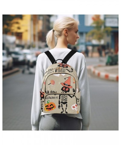 Halloween Spooky Print Women's Backpack Wallet Casual Small Backpack Fashion Women's Travel Bag School Backpack Color001 Smal...