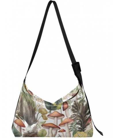 Watercolor Mushrooms Shoulder Bag for Women Waterproof PU Leather Hobo Bags Crossbody Purse with Zipper Closure $15.84 Should...