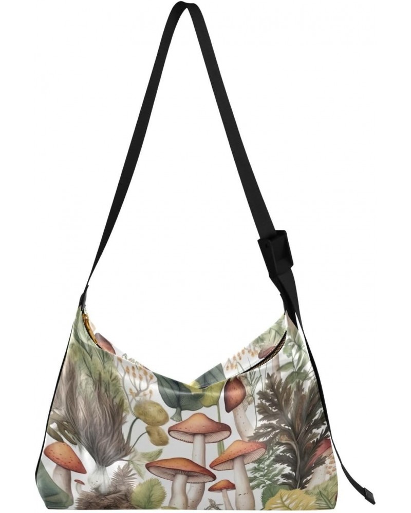 Watercolor Mushrooms Shoulder Bag for Women Waterproof PU Leather Hobo Bags Crossbody Purse with Zipper Closure $15.84 Should...