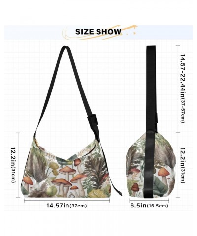 Watercolor Mushrooms Shoulder Bag for Women Waterproof PU Leather Hobo Bags Crossbody Purse with Zipper Closure $15.84 Should...