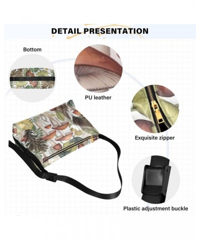 Watercolor Mushrooms Shoulder Bag for Women Waterproof PU Leather Hobo Bags Crossbody Purse with Zipper Closure $15.84 Should...