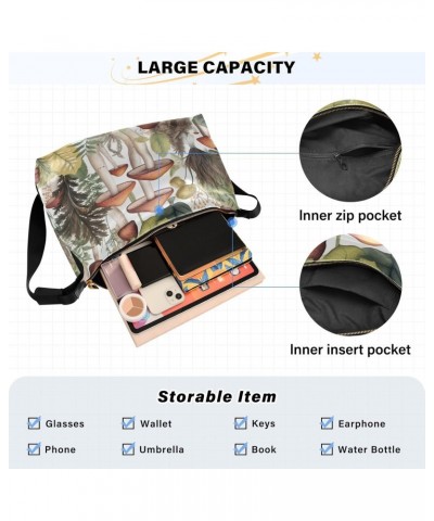 Watercolor Mushrooms Shoulder Bag for Women Waterproof PU Leather Hobo Bags Crossbody Purse with Zipper Closure $15.84 Should...