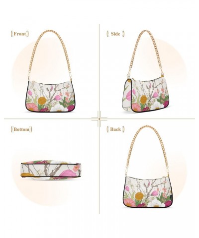 Peonies Cherry Palnt Shoulder Bag for Women Hobo Bags Small Chain Shoulder Bags Clutch Handbag Tote Crossbody Bag Purse with ...