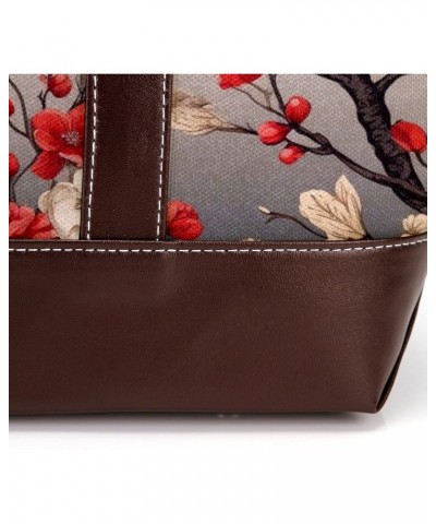 Tree Canvas Leather Mix Tote Bag 13.3x4.7x12.2 in - Hand-Held Fashionable Carryall $28.79 Totes