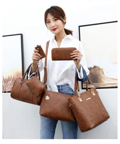 Fashion Shouler Bag 6 Pcs Set Pu Leather Women Tote Handbag Crossbody Bag Satchel Clutch Purses With Large Capacity Black $37...