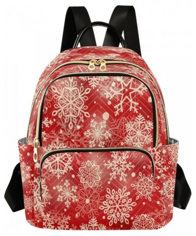 Gold Snowflake Xmas Christmas Women Backpack Purse Ladies Fashion Shoulder Bag Daypack Travel Bag 7.5L Medium $15.50 Backpacks