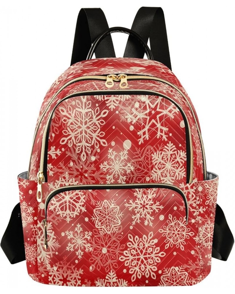 Gold Snowflake Xmas Christmas Women Backpack Purse Ladies Fashion Shoulder Bag Daypack Travel Bag 7.5L Medium $15.50 Backpacks