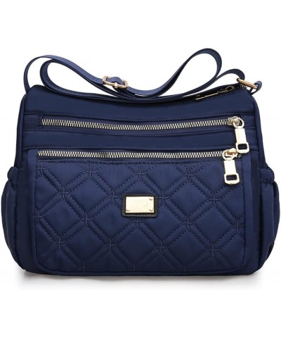 Nylon Shoulder Purse for Women Casual Quilted Crossbody Bag with Multiple Pockets Blue $13.70 Shoulder Bags