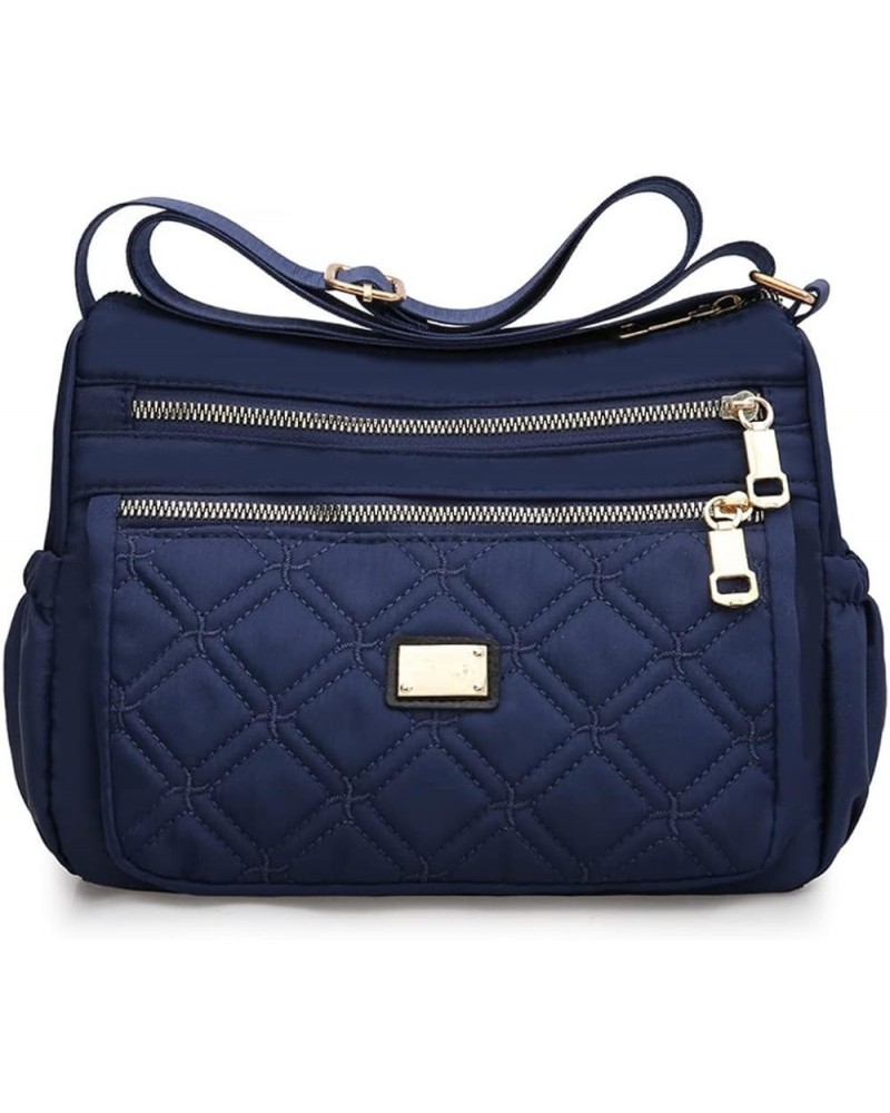 Nylon Shoulder Purse for Women Casual Quilted Crossbody Bag with Multiple Pockets Blue $13.70 Shoulder Bags