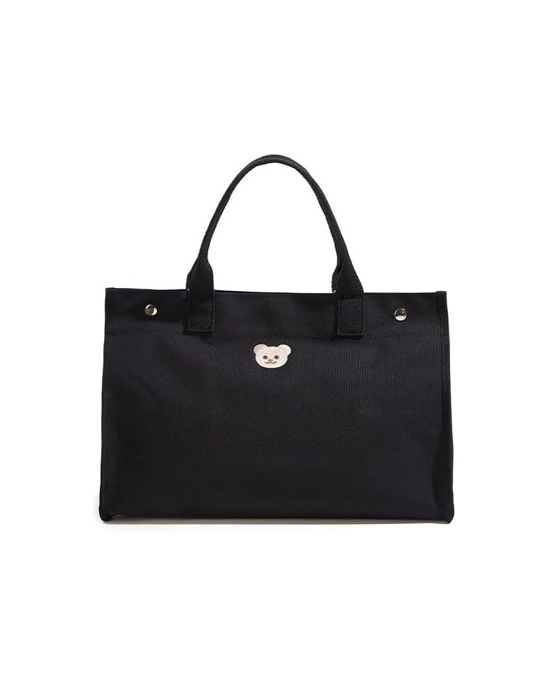 Canvas Tote Bag for Women Large Cute Tote Bags Aesthetic Work Tote Bag Minimalist Plain Tote Bag Everything Tote Bag Black $1...