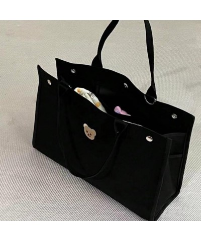 Canvas Tote Bag for Women Large Cute Tote Bags Aesthetic Work Tote Bag Minimalist Plain Tote Bag Everything Tote Bag Black $1...