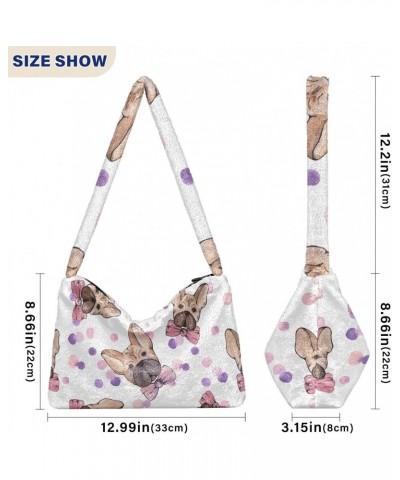 Watercolor Cute Dogs Furry Tote Bag for Women Crossbody Bag Shouder Tote Handbag Tote Purse with Zipper for Fall $11.33 Totes