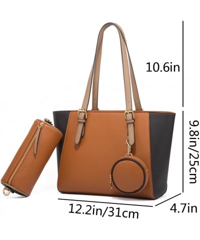 Women 3pcs Tote Shoulder Handbag Purse Set Faux Leather Cylindrical Crossbody Bag Coin Wallet Brown $28.31 Totes