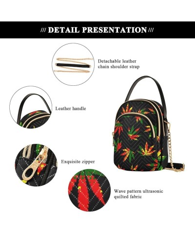 Small Cell Phone Bag Geometric Leaves Green Summer Quilted over Shoulder Handbags PU Leather Designer Satchels Bags Colorful ...