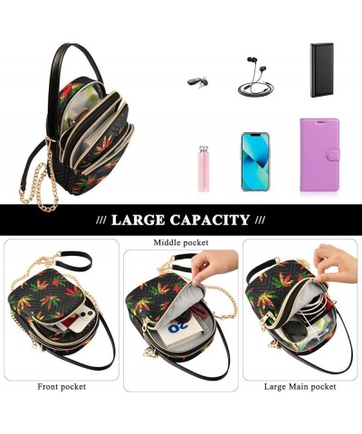 Small Cell Phone Bag Geometric Leaves Green Summer Quilted over Shoulder Handbags PU Leather Designer Satchels Bags Colorful ...