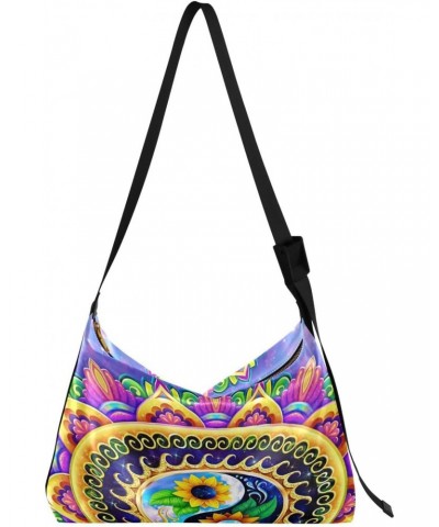 Creative Yin and Yang Hobo Crossbody Bags for Women Leather Large Shoulder Bag Cross Body Unique Sunflowers Trendy Womens Tot...