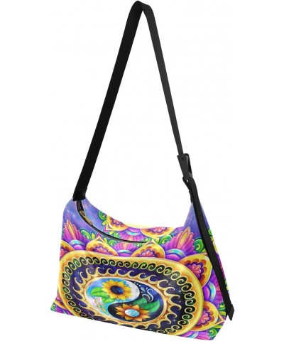 Creative Yin and Yang Hobo Crossbody Bags for Women Leather Large Shoulder Bag Cross Body Unique Sunflowers Trendy Womens Tot...