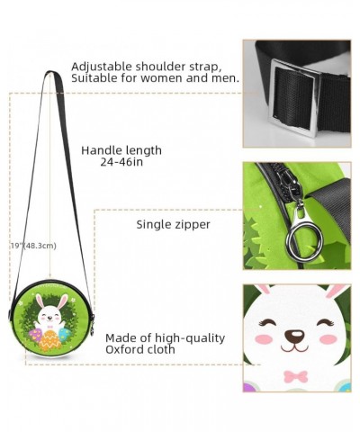 Happy Easter Day Crossbody Bag for Women Teen Girls Round Canvas Shoulder Bag Purse Tote Handbag Bag $12.17 Totes