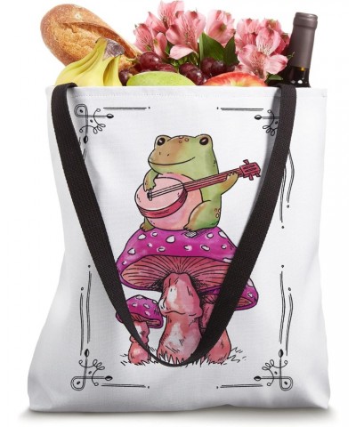 Frog Playing A Banjo Instrument Sitting On A Mushroom Animal Tote Bag $11.54 Totes