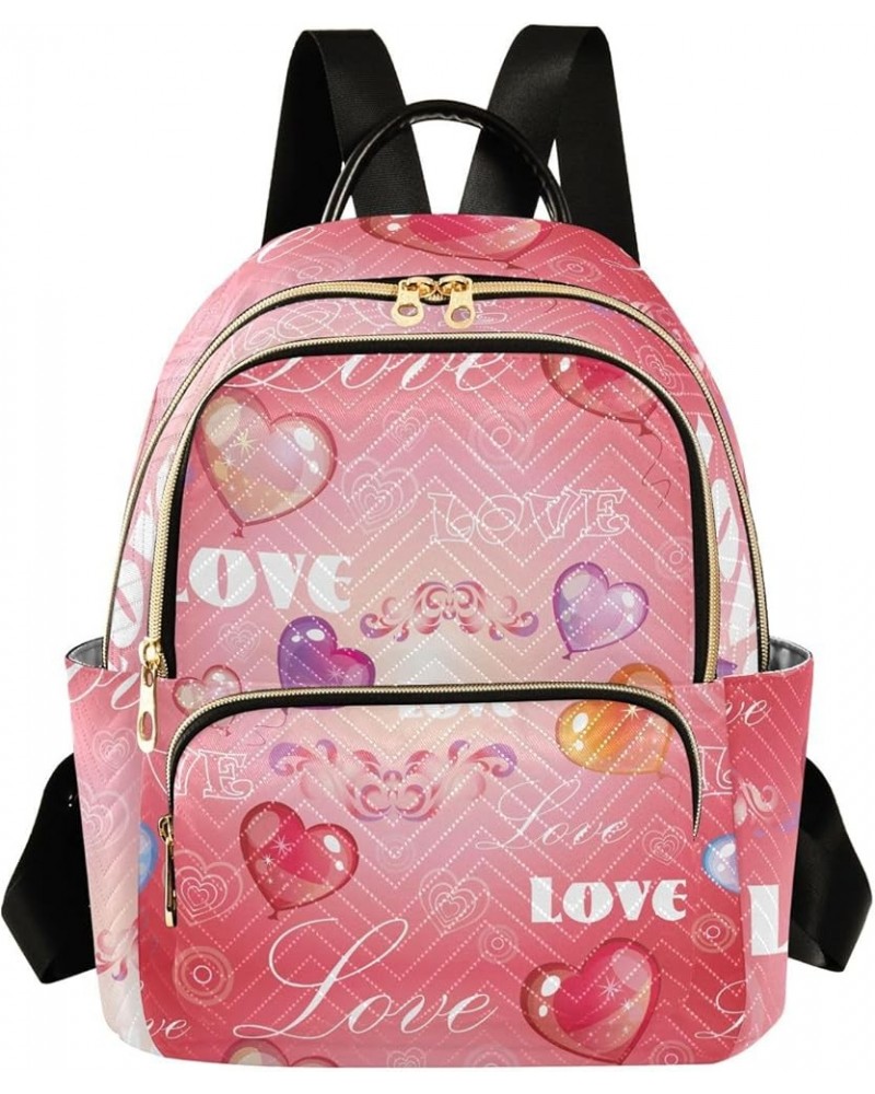 Backpack Purse for Women Valentine's Day, Mini Fashion Backpack Pink Love Hearts Lightweight Casual Daypack Shoulder Bag Trav...